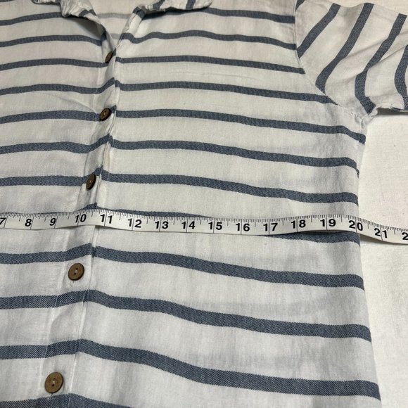 Viola Borghi Women's Shirt Dress Striped Linen Roll Tab Sleeve Size L Italy - Picture 8 of 10